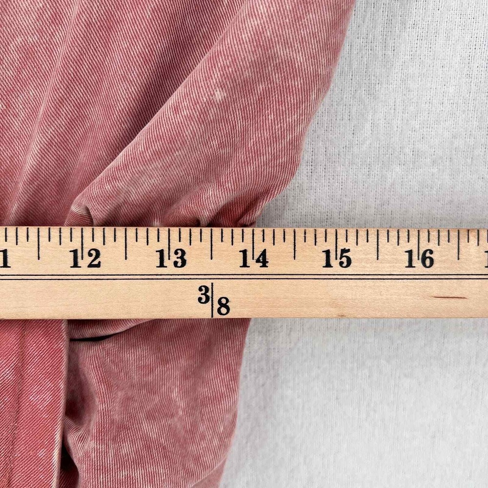 YOUNG FABULOUS BROKE Midi Dress Women Small Pink Acid Wash Ruched Western Shirt - Picture 13 of 16